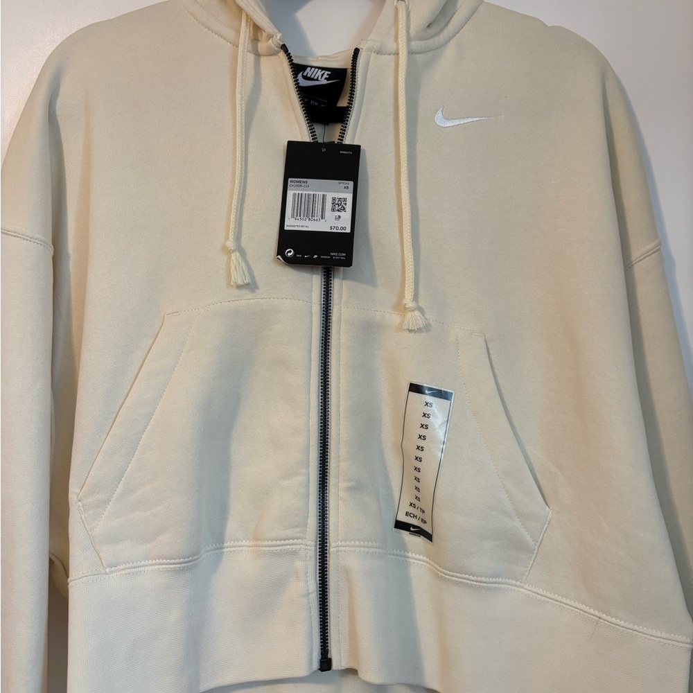 NEW Nike Women's Off-White Zip-Up Oversized Hoodie